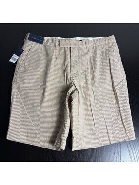 NWT Polo Ralph Lauren Mens Size 38 Beige/Ivory Striped Seersucker Shorts